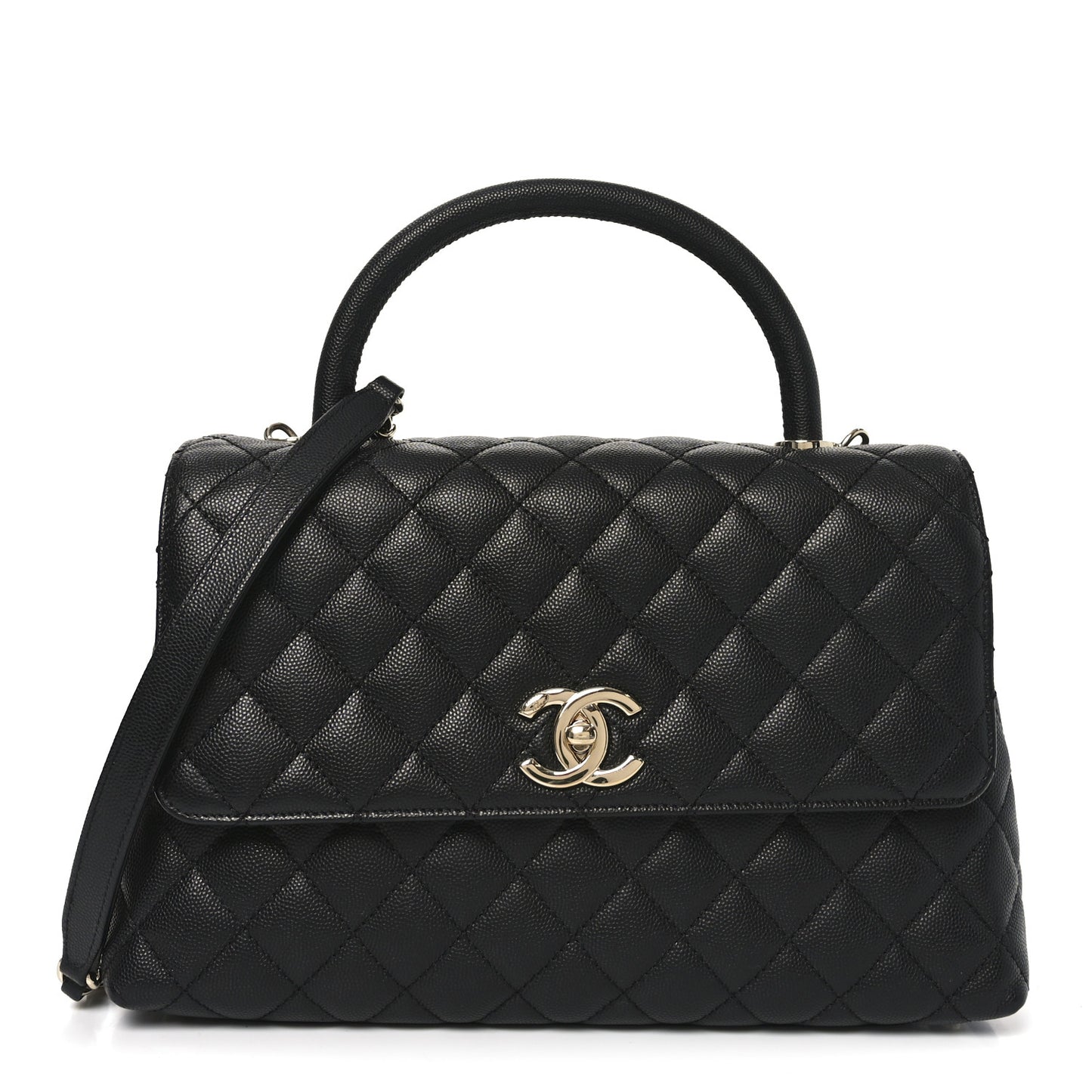 Caviar Quilted Small Coco Handle Flap Black