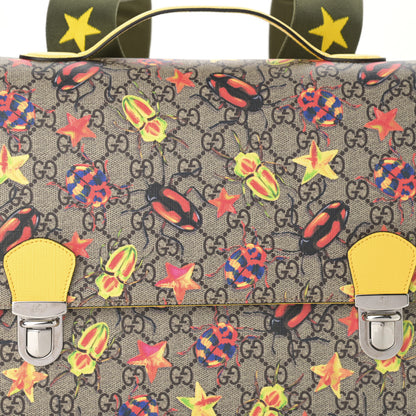 Gucci GG Supreme Monogram Beetles Childrens Backpack Beige Yellow 8 of 12