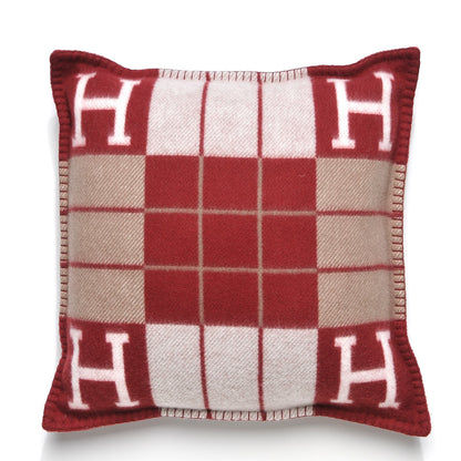 Hermes Wool Cashmere Avalon III Pillow PM Ecru Rouge 1 of 5