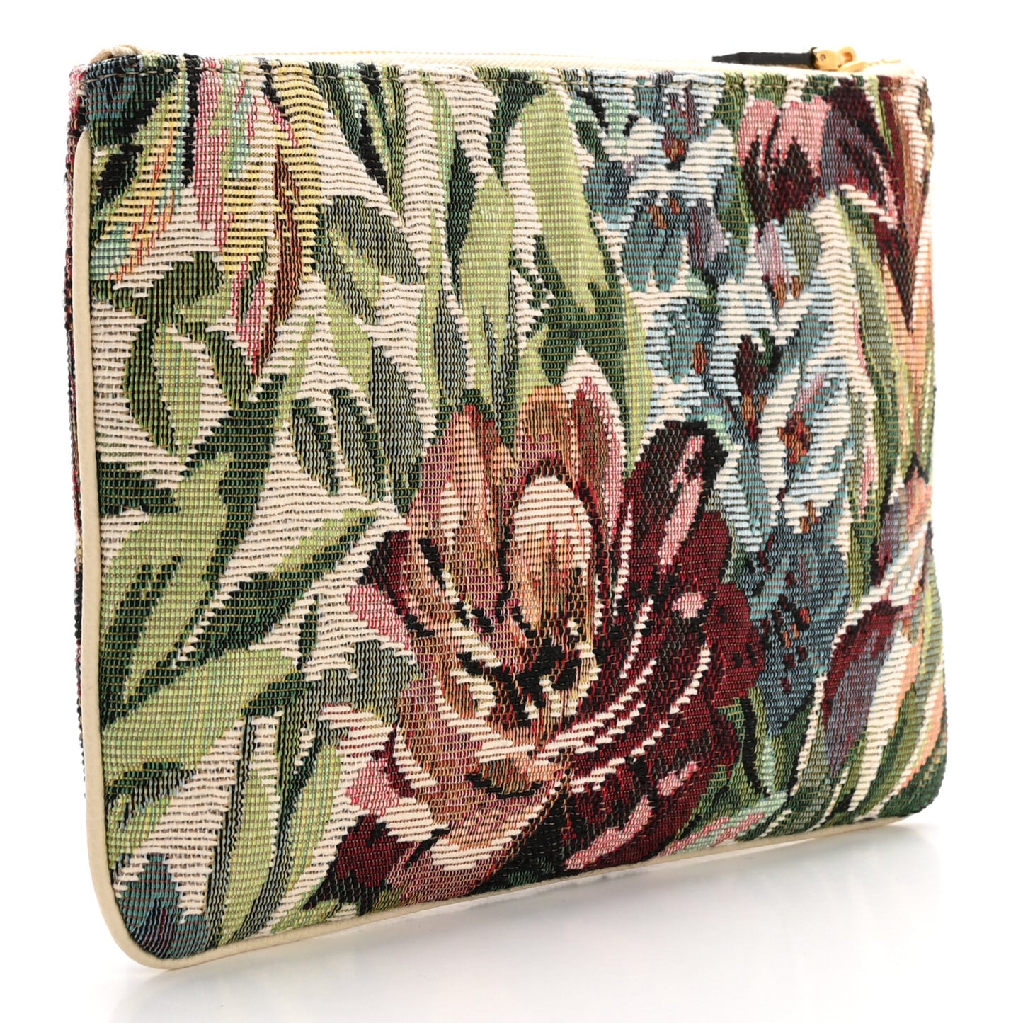 Jacquard Floral Medium Vlogo Zip Pouch White Multicolor