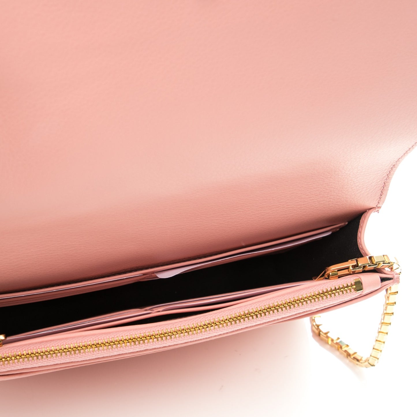 Veau Amp Plate Gold Chain Wallet Rose
