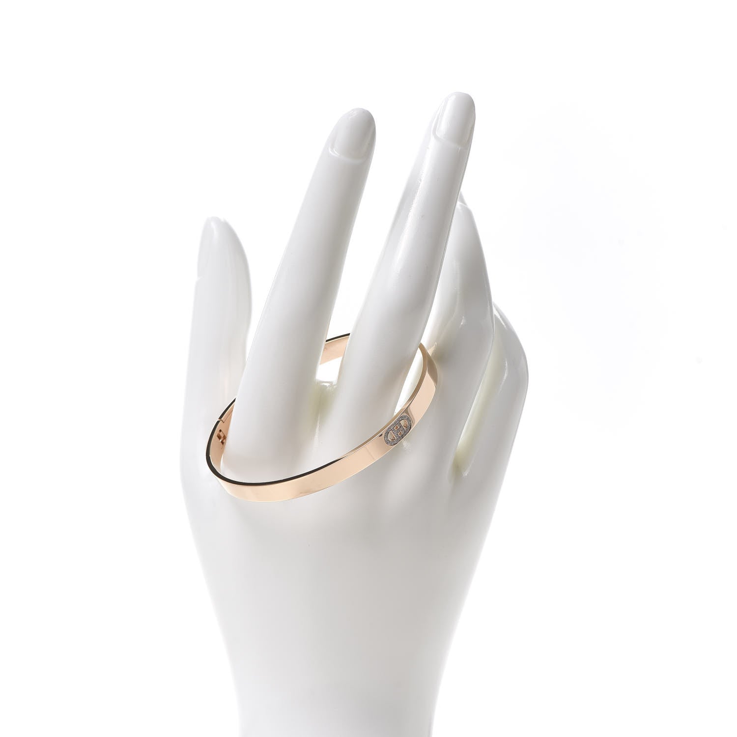 Hermes 18K Rose Gold Diamond PM H D'Ancre Bracelet SH 2 of 6