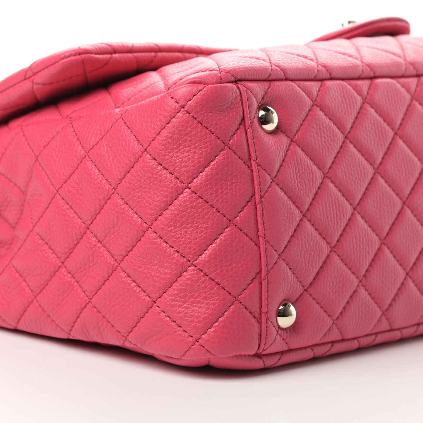 Calfskin Quilted XXL Travel Flap Bag Dark Pink