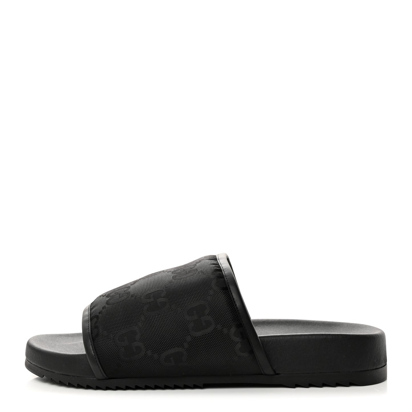 Econyl Nylon Demetra GG Monogram Mens Off the Grid Slide Sandals 12 Black