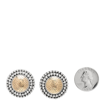 John Hardy Sterling Silver 18K Yellow Gold Hammered Disc Earrings 2 of 4