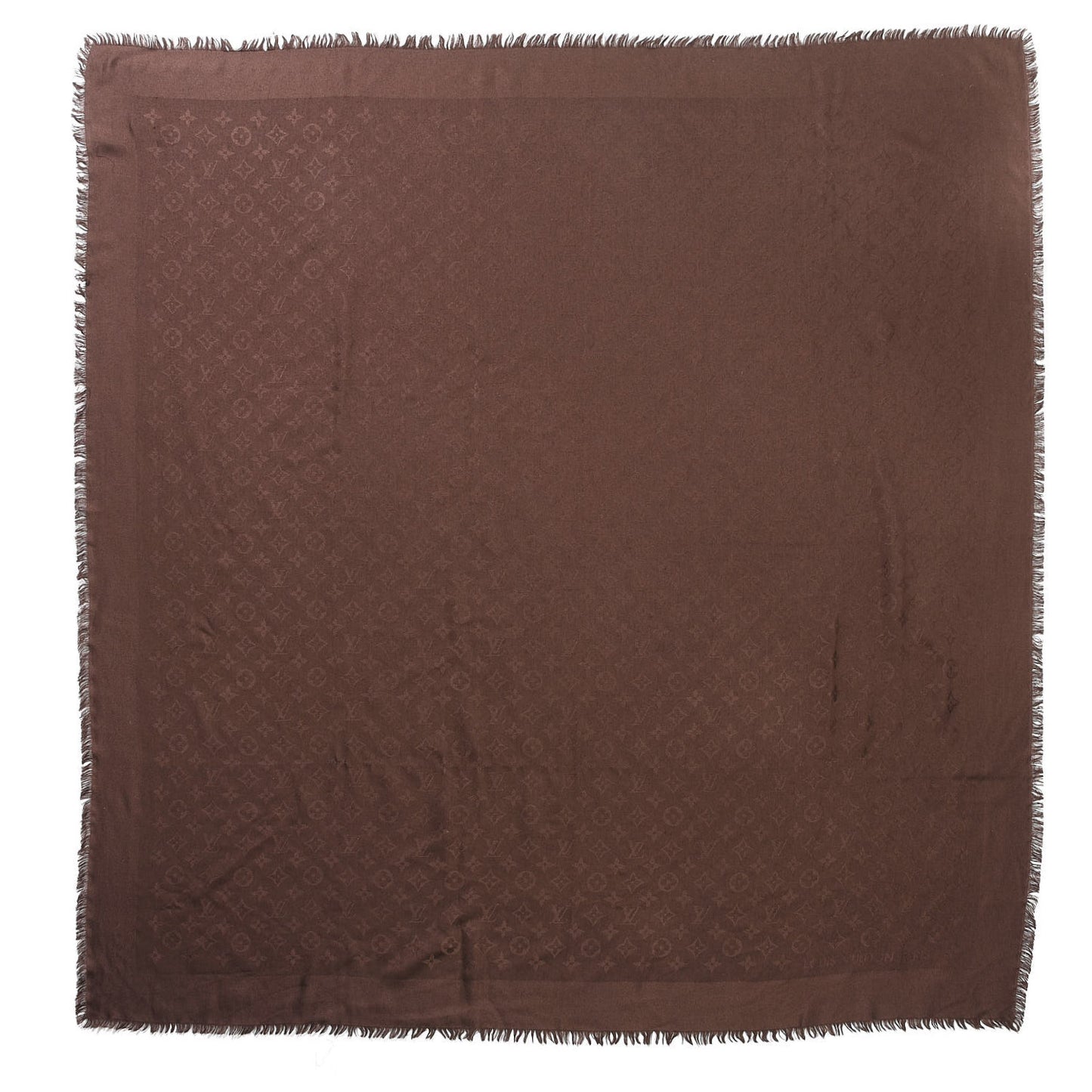 Wool Silk Monogram Shawl Chocolate