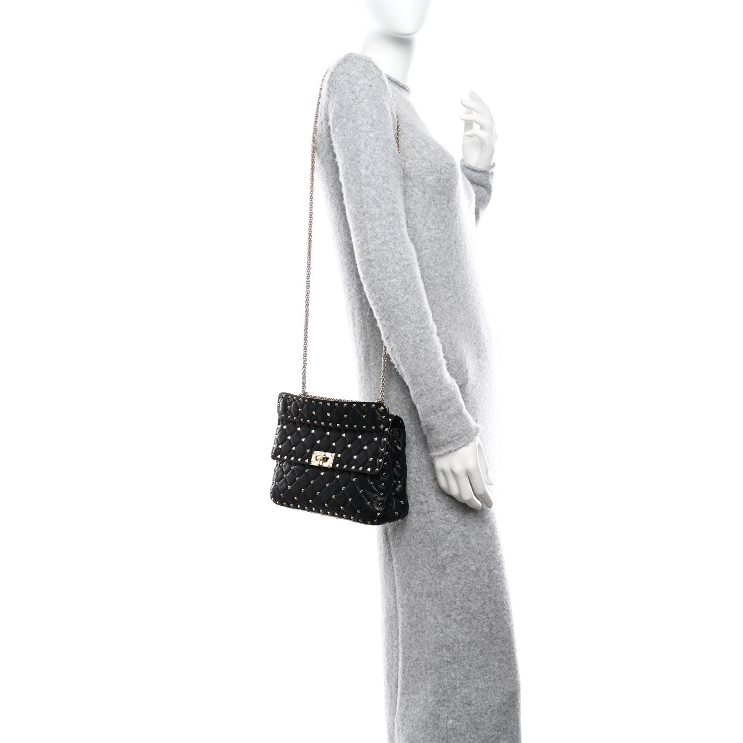 Valentino Garavani Nappa Medium Rockstud Spike Shoulder Bag Black 2 of 12