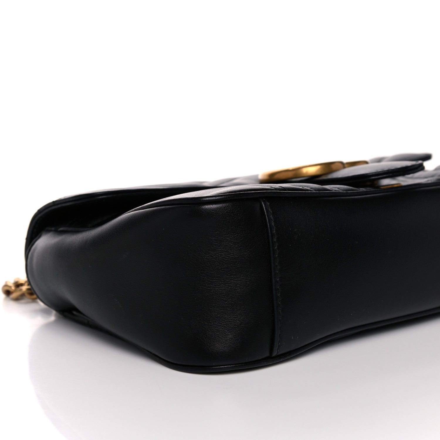 Gucci Calfskin Matelasse Small GG Marmont Shoulder Bag Black 9 of 11