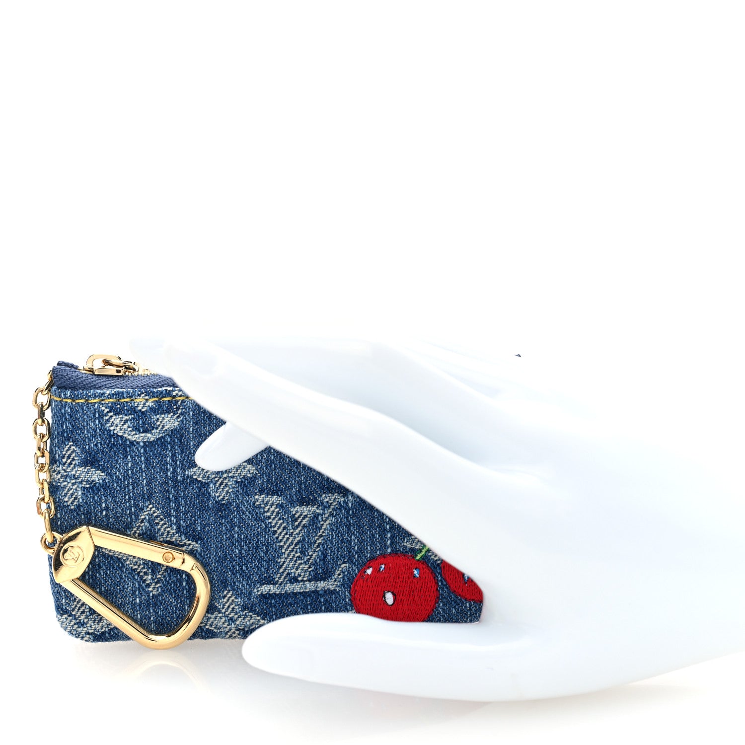 Louis Vuitton LV X TM Monogram Denim Cerises Key Pouch Blue 2 of 7