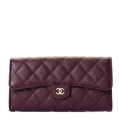 Chanel Caviar Quilted Large Gusset Flap Wallet Burgundy 1 of 9