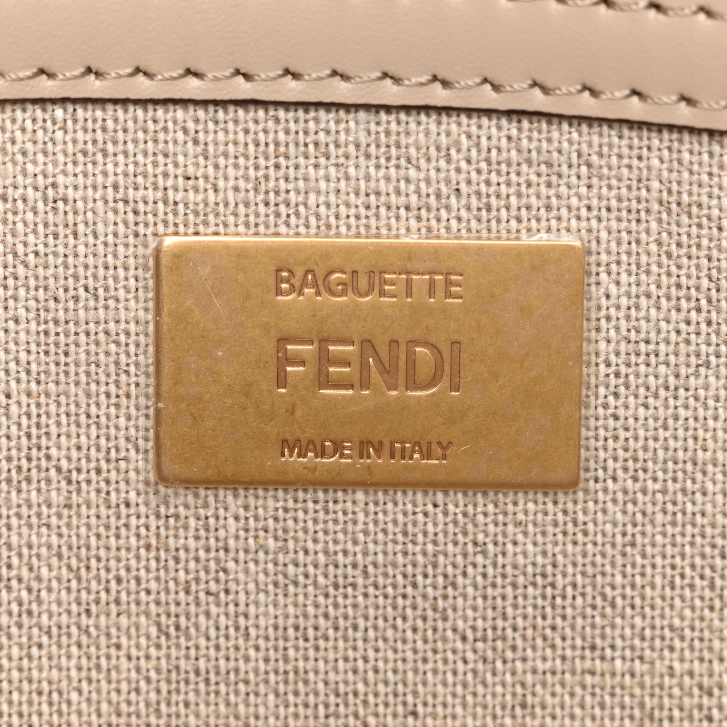 Fendi Canvas Vitello King FF Embroidered Baguette Grezzo White Nuvola 6 of 9
