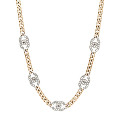 Chanel Crystal Chain CC Necklace Gold Silver 1 of 6