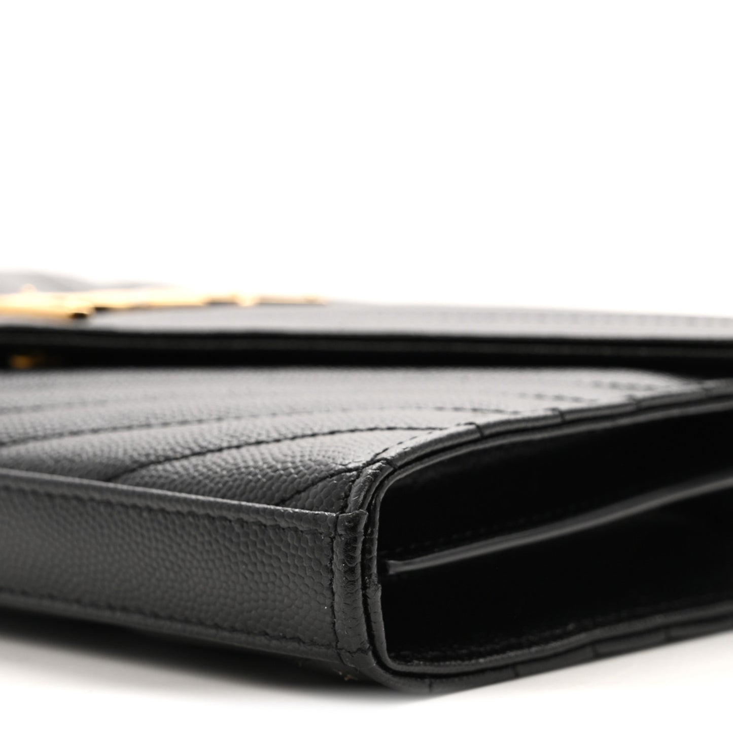 Grain De Poudre Matelasse Chevron Monogram Chain Wallet Black