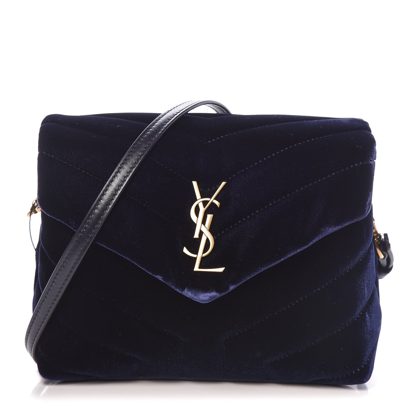 Velvet Y Quilted Monogram Toy Loulou Crossbody Bag Navy