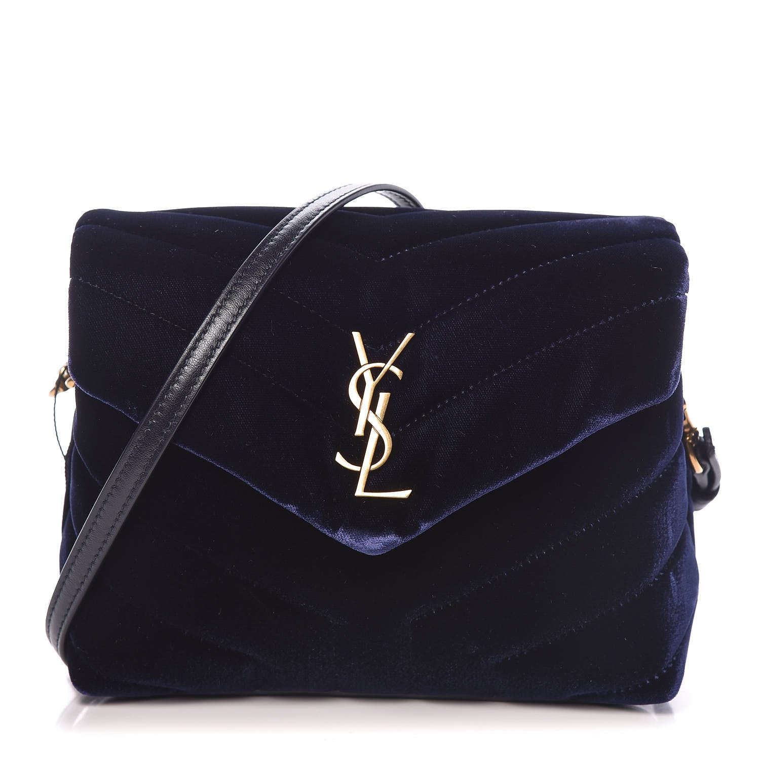 Saint Laurent Velvet Y Quilted Monogram Toy Loulou Crossbody Bag Navy 1 of 11