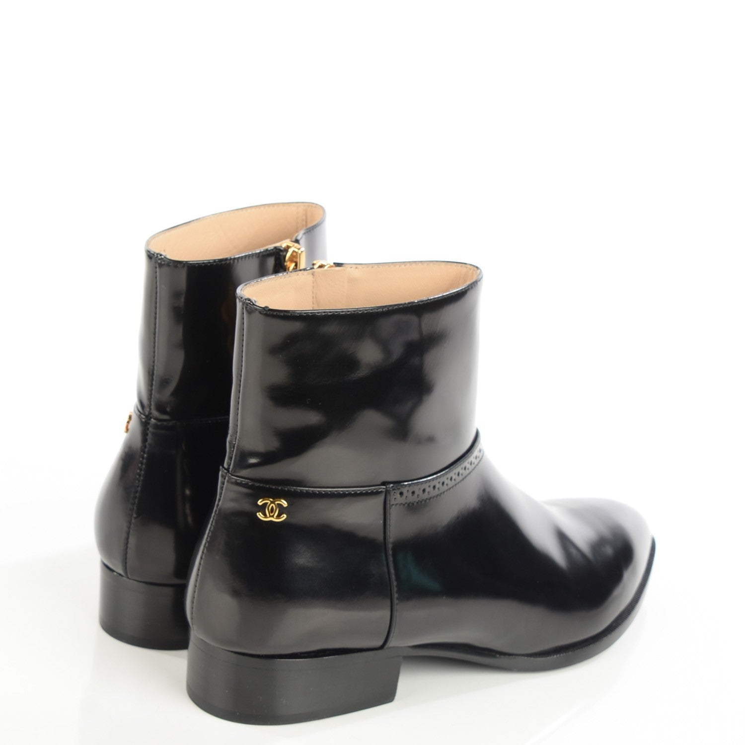 Chanel Glazed Calfskin Zip Ankle Boots 37.5 Black 4 of 7