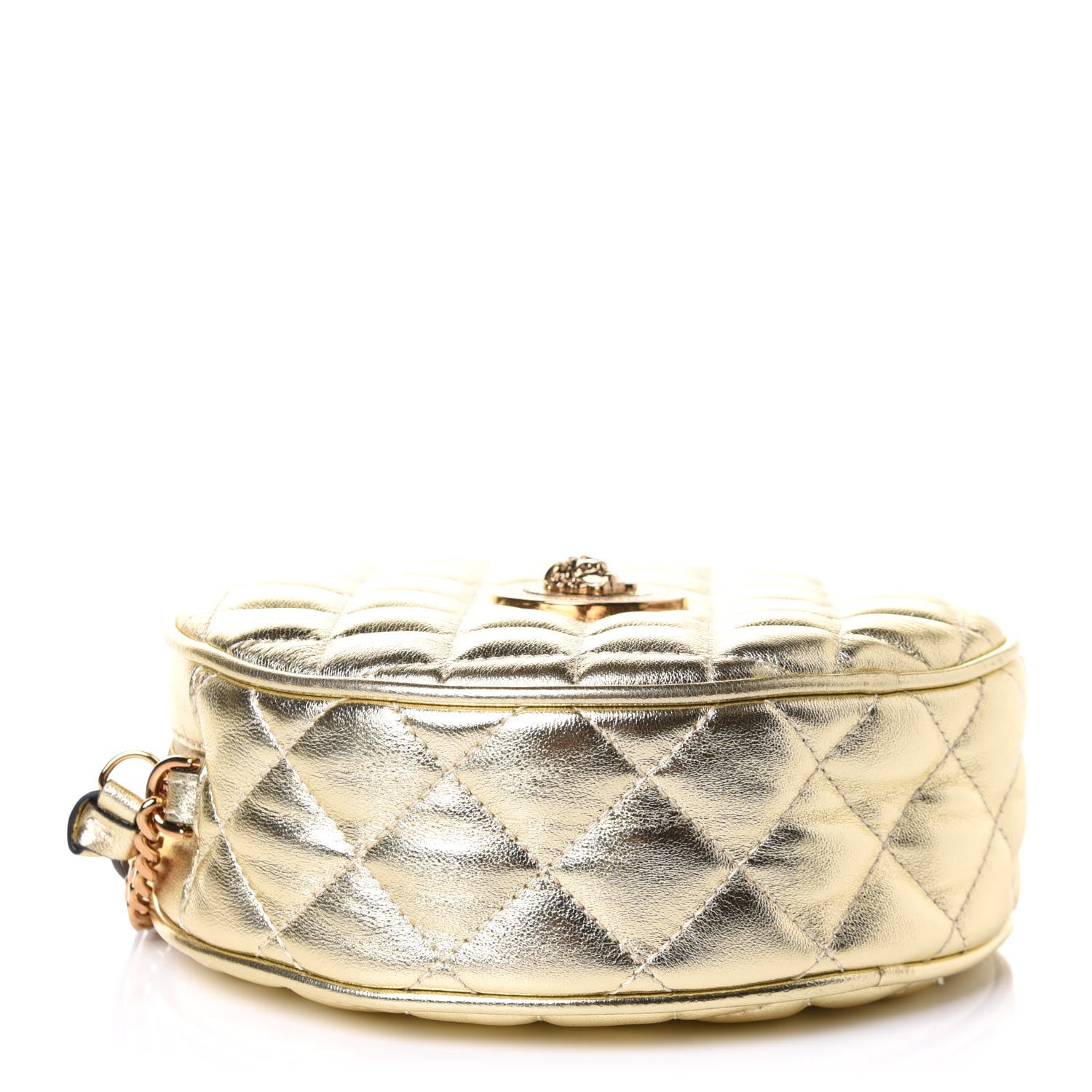 Versace Metallic Nappa Quilted La Medusa Round Camera Bag Gold 4 of 11