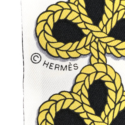 Hermes Silk Galons Et Brandebourg Twilly Black Gold White 4 of 5