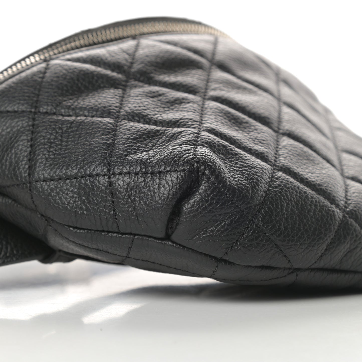 Grained Calfskin Quilted Waist Belt Bag Black