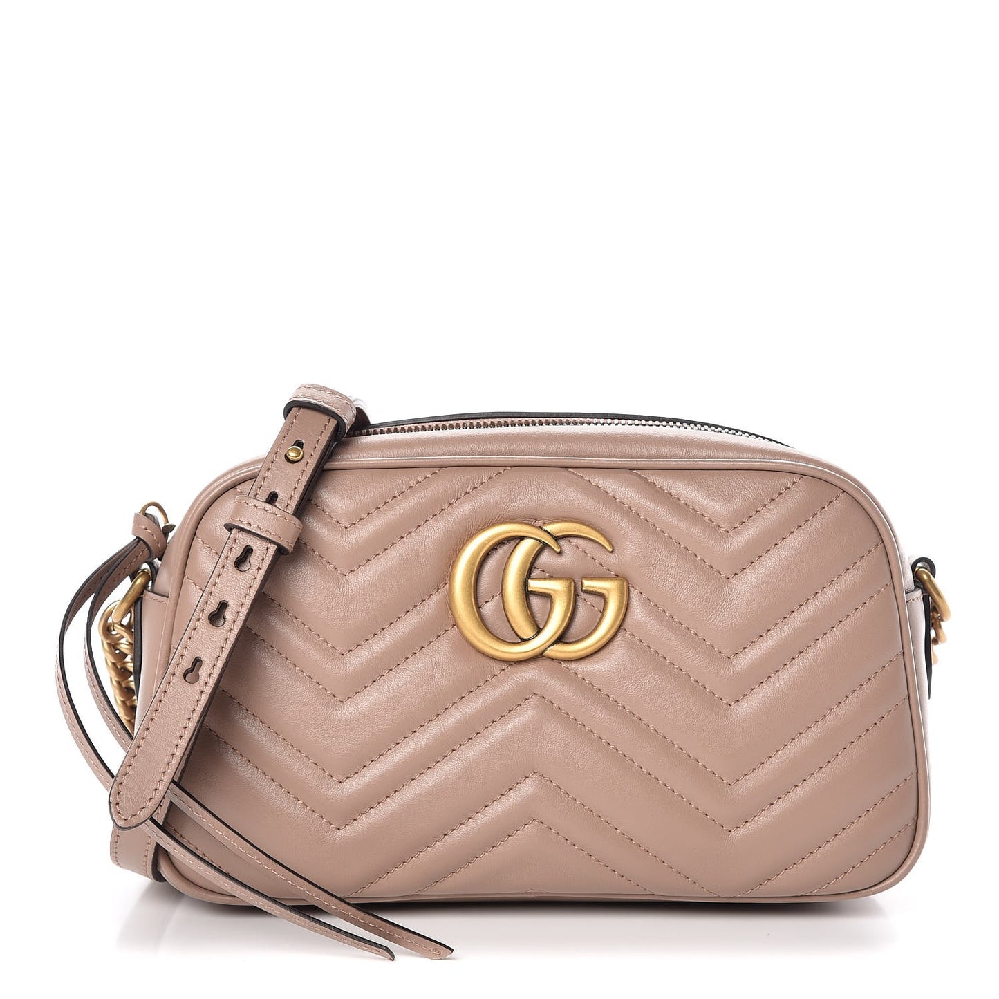 Calfskin Matelasse Small GG Marmont Chain Shoulder Bag Taupe