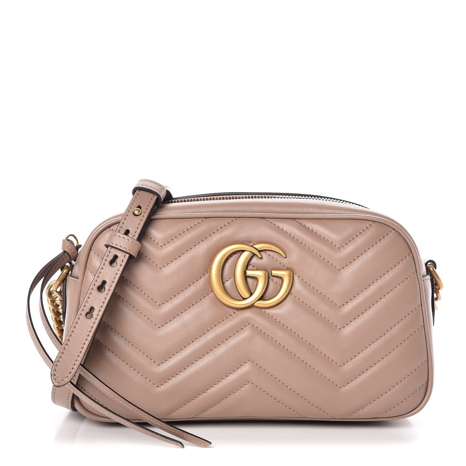Gucci Calfskin Matelasse Small GG Marmont Chain Shoulder Bag Taupe 1 of 8