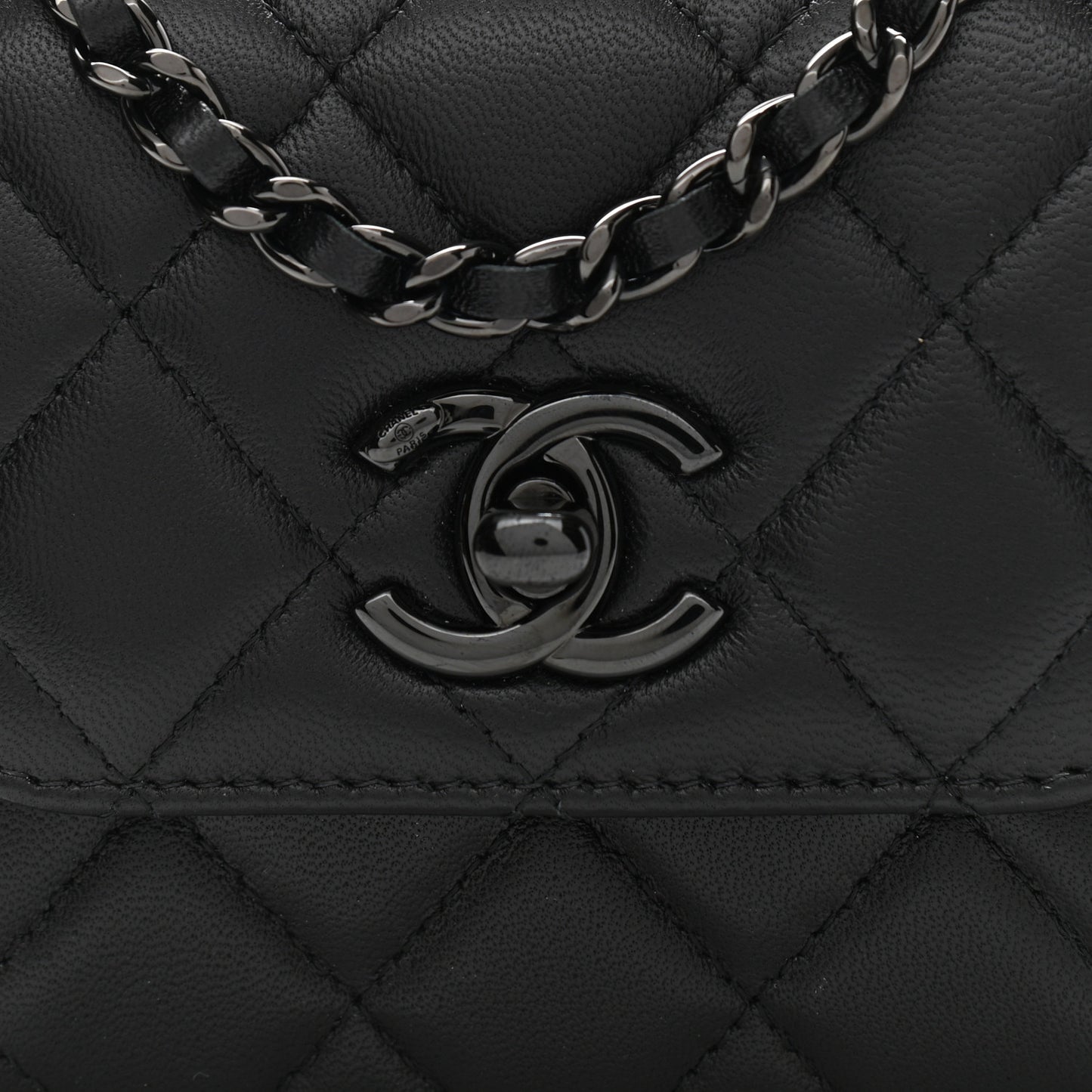 Lambskin Quilted Mini Trendy CC Chain Wallet So Black