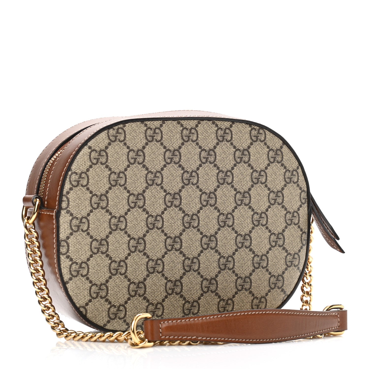 Gucci GG Supreme Monogram Cuoio Toscano Mini Chain Shoulder Bag Beige Ebony Cuir 3 of 11