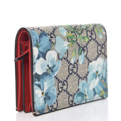 Gucci GG Supreme Monogram Blooms Card Case Wallet Beige Blue Navy Hibiscus Red 3 of 8