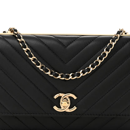 Chanel Lambskin Chevron Quilted Trendy CC Wallet On Chain WOC Black 9 of 14