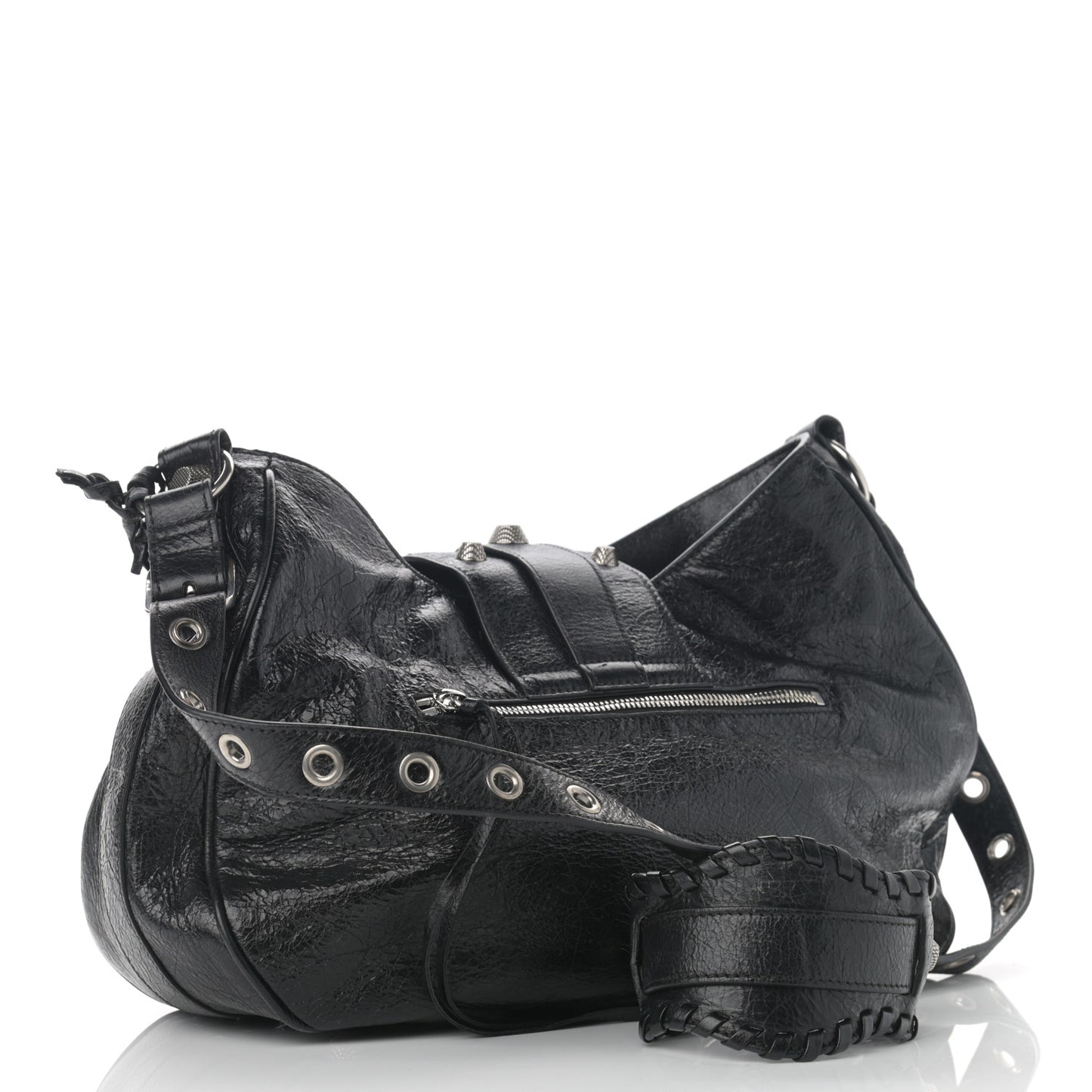 Agneau Arena Medium Le Cagole Shoulder Bag Black