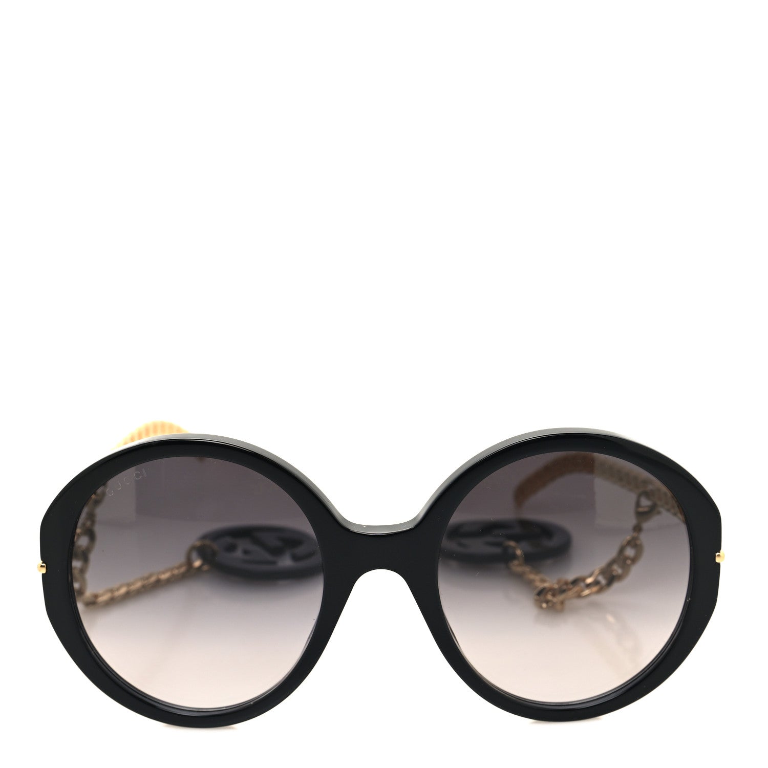 Gucci Acetate Detachable Charm Oversized Frame Round Sunglasses GG0726S Black 2 of 8