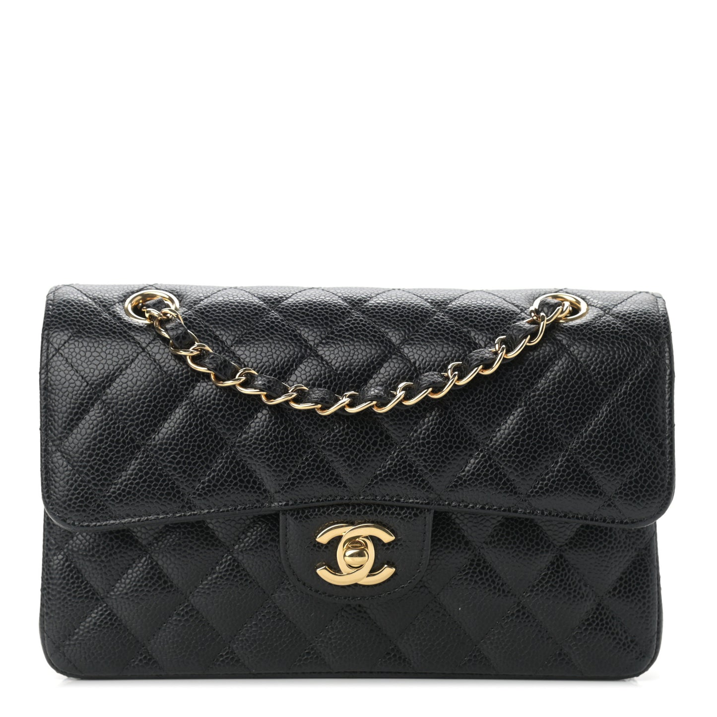 Caviar Quilted Small Double Flap Black