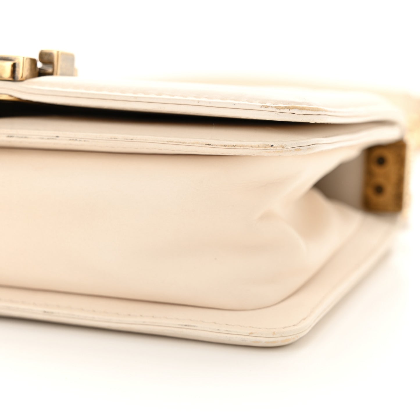 Glazed Calfskin Small Boy Flap Ivory