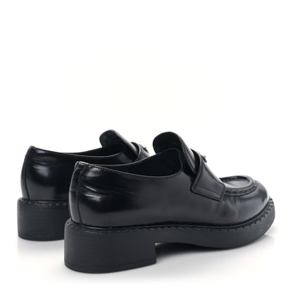 Prada Spazzolato Metal Triangle Logo 50mm Loafers 38 Black 4 of 8