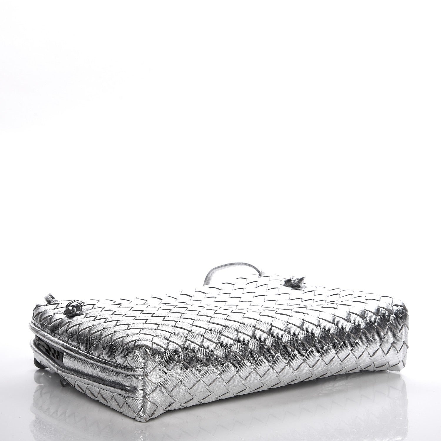 Bottega Veneta Metallic Nappa Intrecciato Pillow Crossbody Messenger Silver 4 of 8