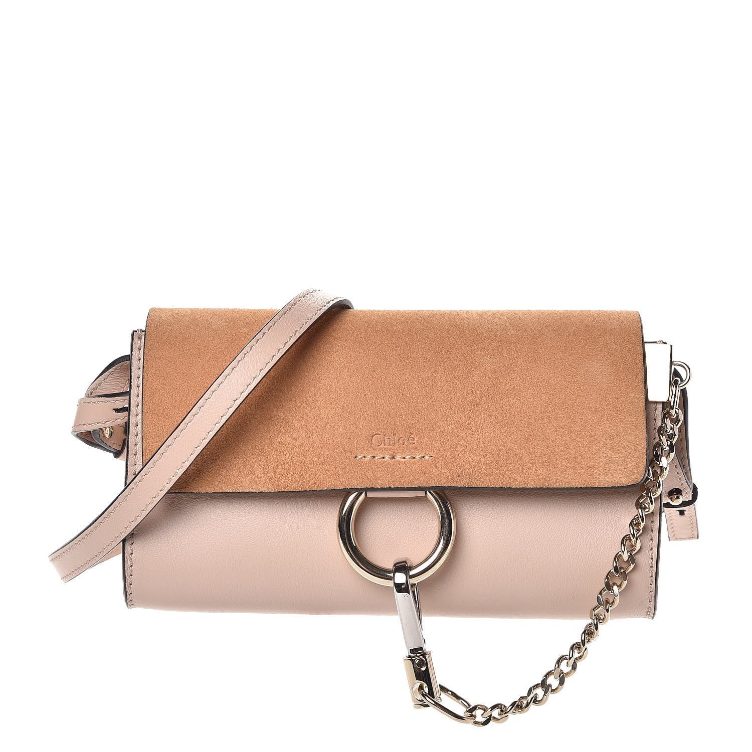 Chloe Suede Calfskin Mini Faye Shoulder Bag Cement Pink 1 of 8