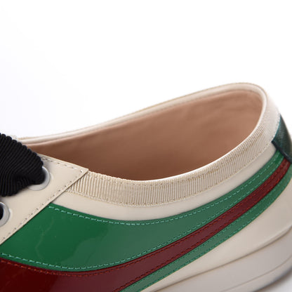 Gucci Patent Crystal Web GG Womens Falacer Sneakers 39 Mystic White New Shamarock Red 17 of 18