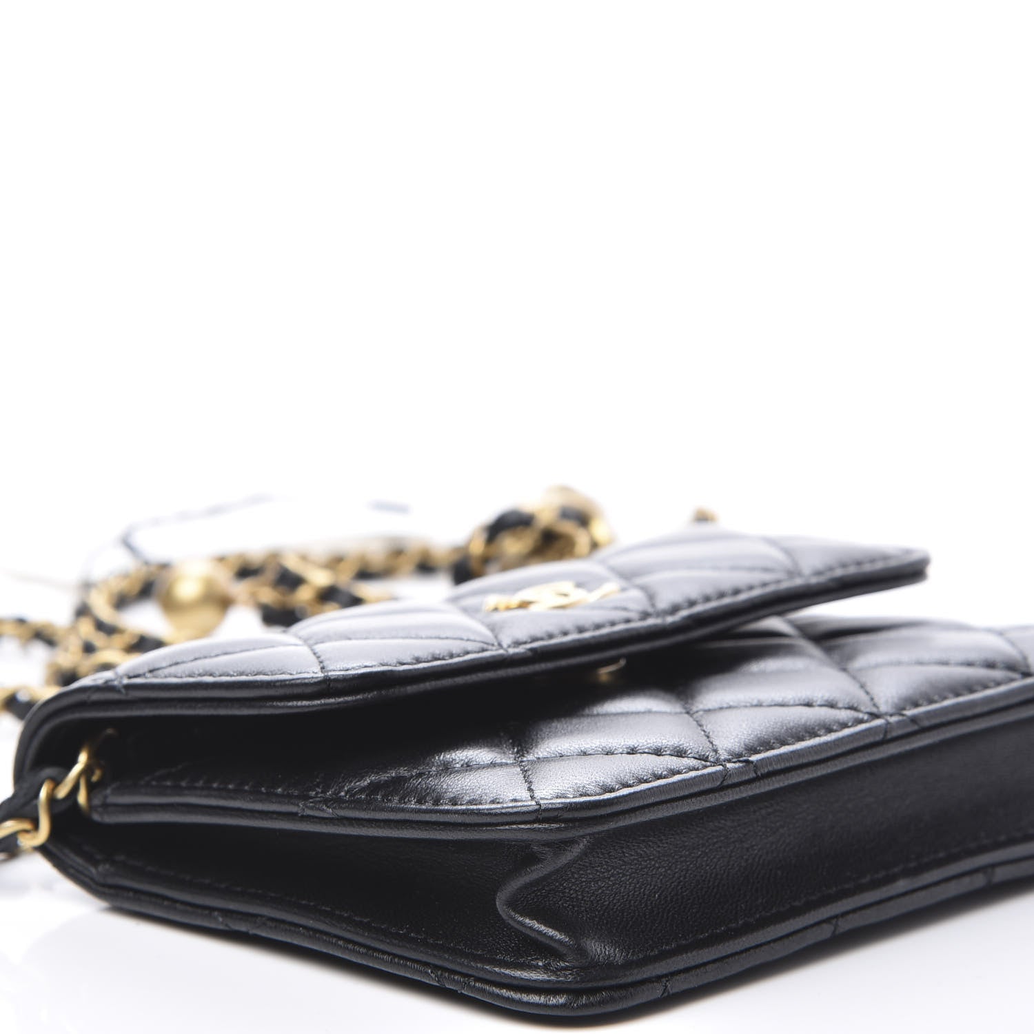 Chanel Lambskin Quilted Pearl Crush Clutch With Chain Black 5 of 12