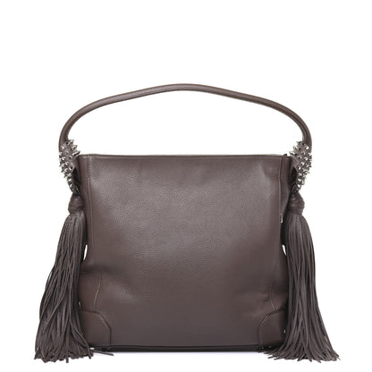 Christian Louboutin Empire Calf Spikes Fringe Eloise Hobo Grey 1 of 22