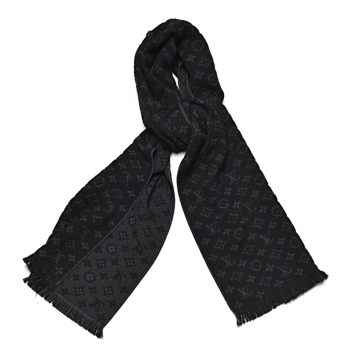 Wool Monogram Classic Scarf Black