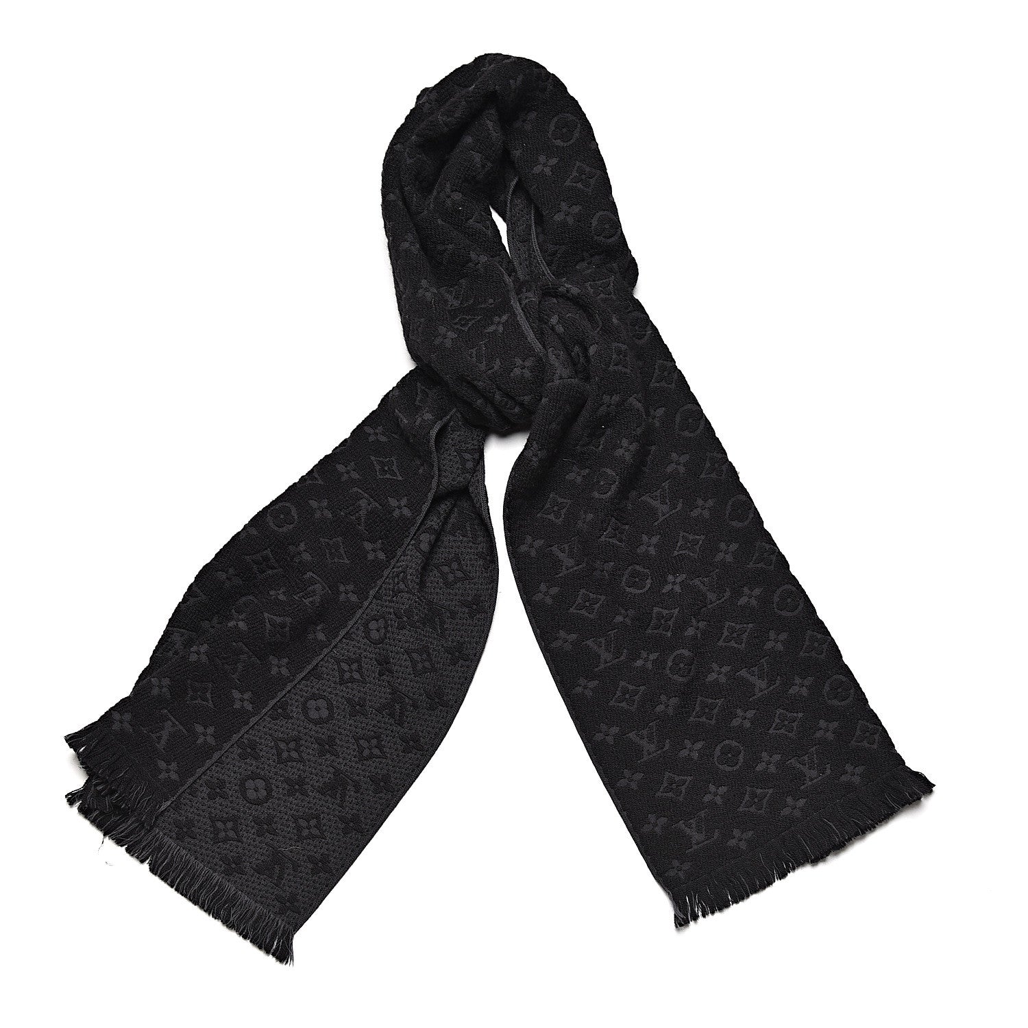 Louis Vuitton Wool Monogram Classic Scarf Black 1 of 4