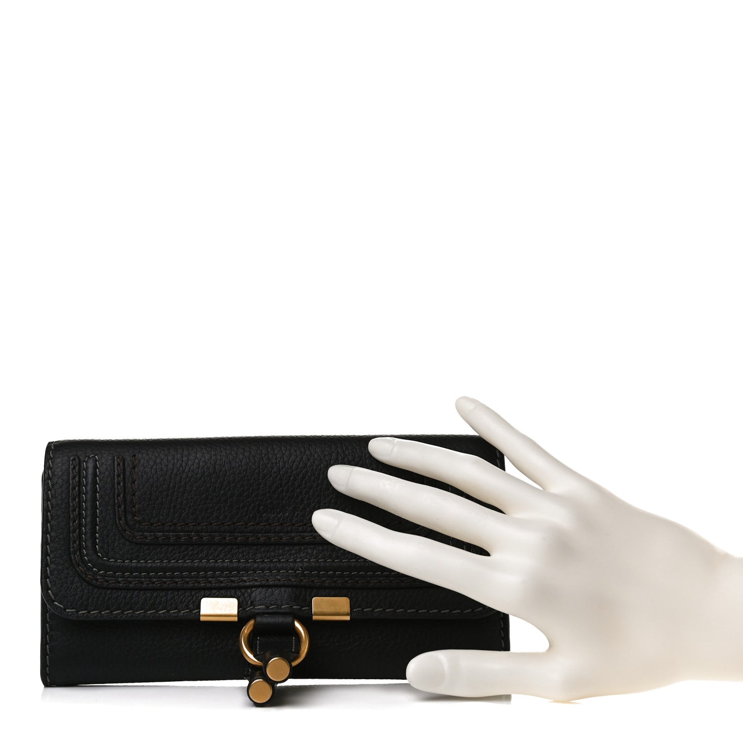Calfskin Marcie Continental Flap Wallet Black