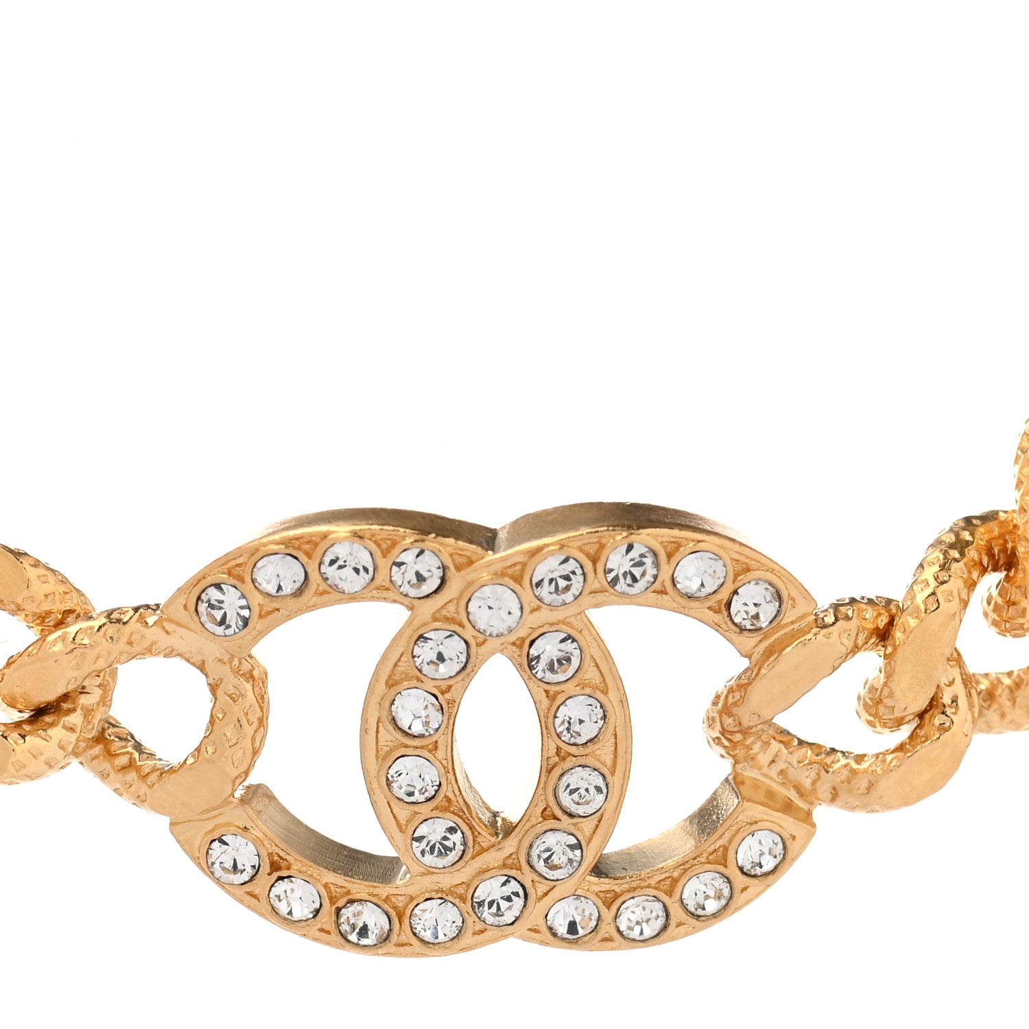 Chanel Crystal Chain Link CC Choker Necklace Gold 4 of 7