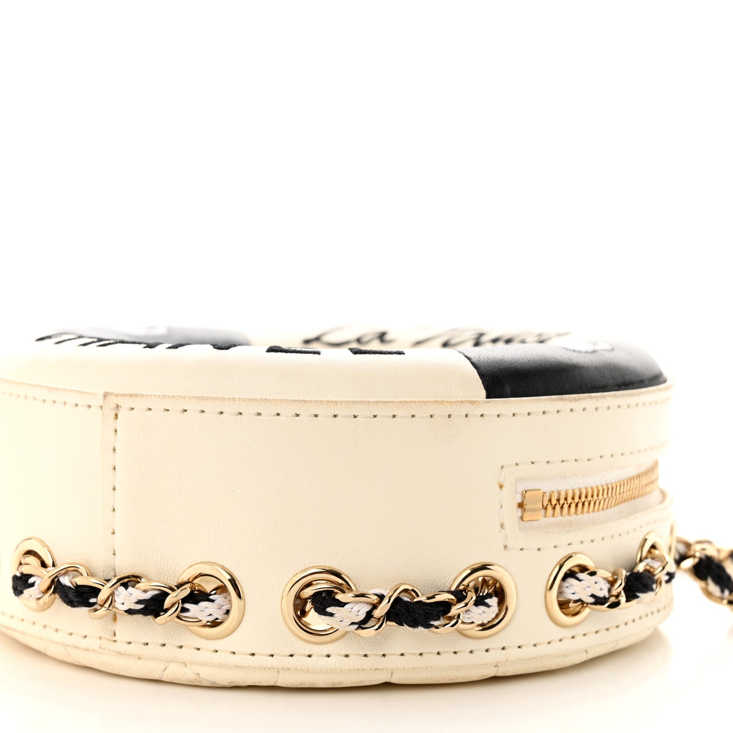 Chanel Lambskin Coco Lifesaver Round Bag Black White 10 of 16