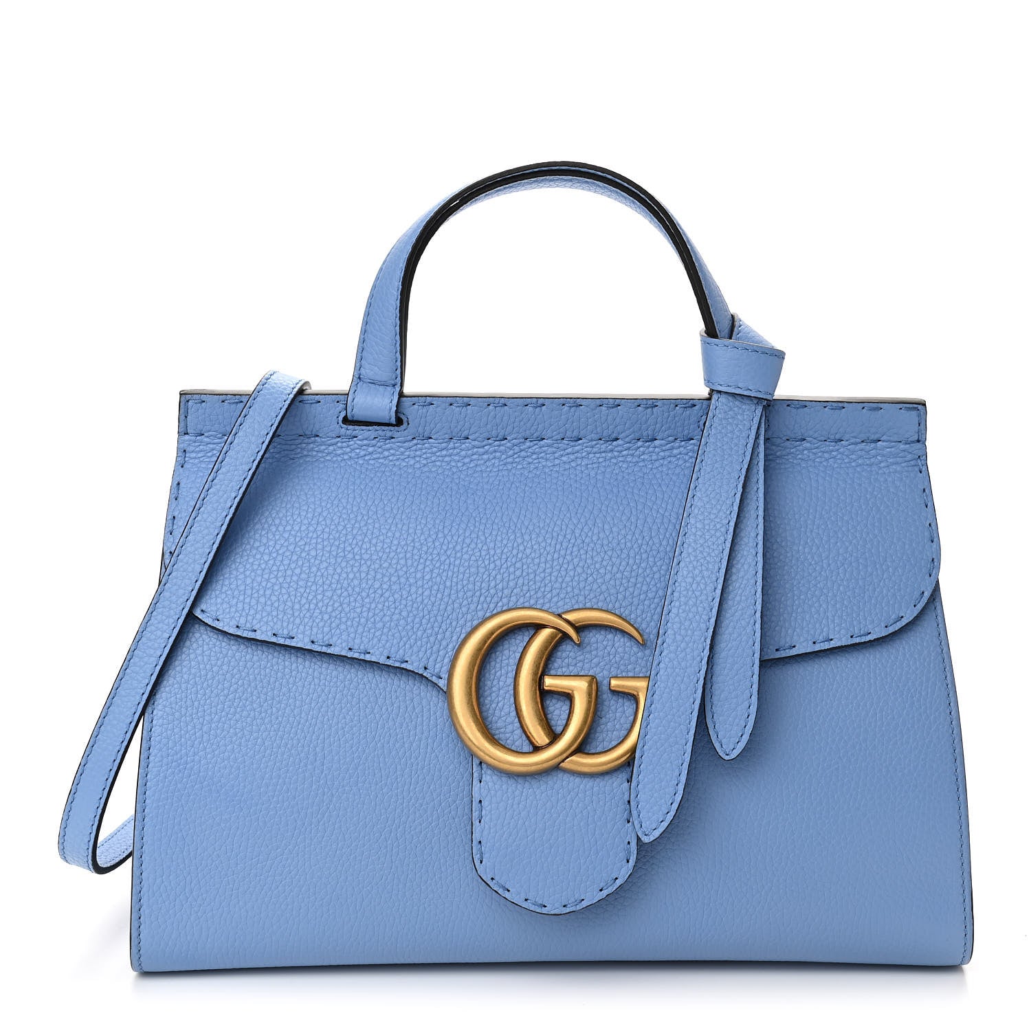 Gucci Calfskin Small GG Marmont Top Handle Bag Clear Sky Blue 1 of 10