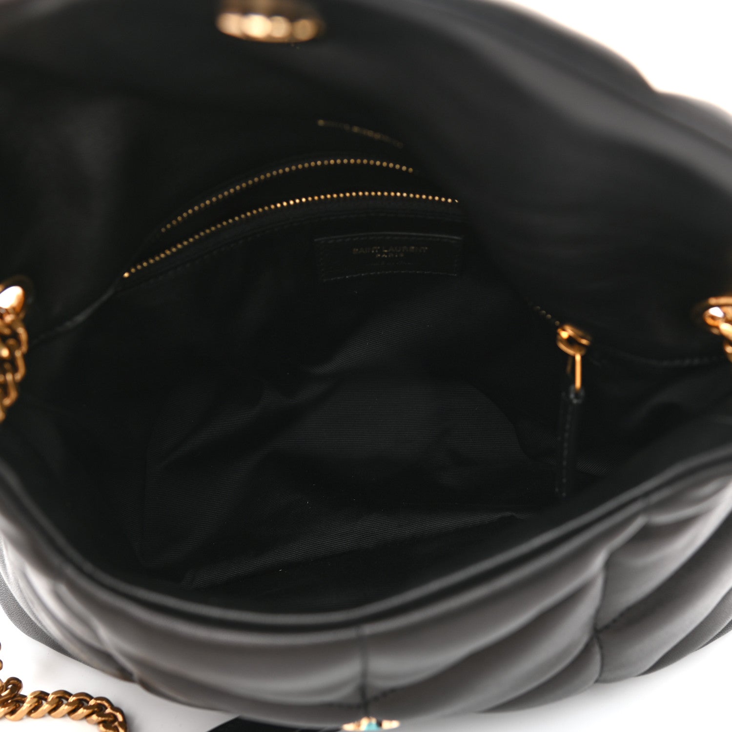 Saint Laurent Lambskin Quilted Small Loulou Puffer Monogram Chain Satchel Black 4 of 7