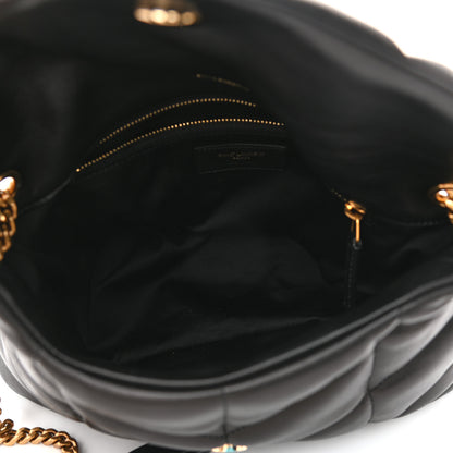 Saint Laurent Lambskin Quilted Small Loulou Puffer Monogram Chain Satchel Black 4 of 7