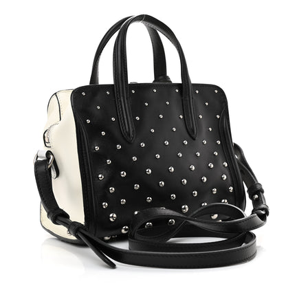 Alexander McQueen Calfskin Studded Mini Padlock Tote Black White 3 of 8