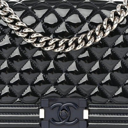 Chanel Patent Calfskin Quilted Medium Plexiglass Boy Flap Navy 8 of 11