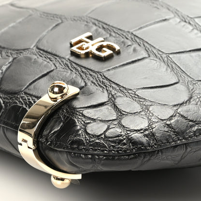 Givenchy Calfskin Crocodile Embossed Small HDG Hobo Bag Black 7 of 7